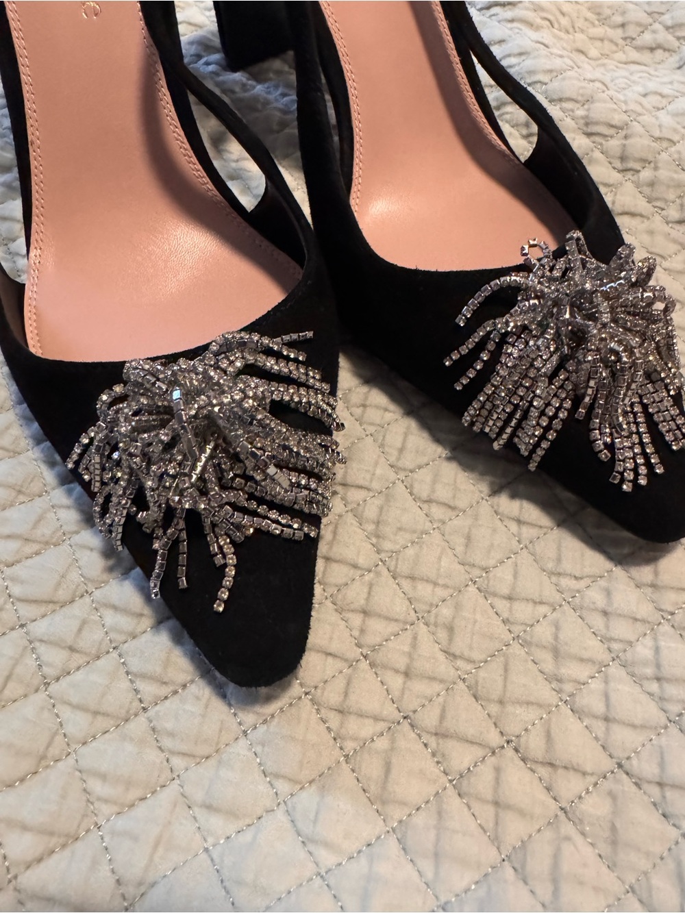 kate spade New York Celestia Black Slingback Crystal Studded Pumps 9.5 - Picture 2 of 8